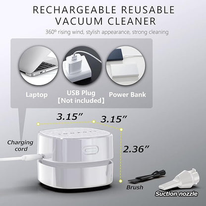 IGOKOTI Mini Desktop Vacuum Cleaner, USB Charging Keyboard Vacuum Cleaner with Pattern, Detachable and Portable Mini Vacuum for Desk, Cordless Desk Vacuum for Cleaning, Dust, Crumbs, Computer