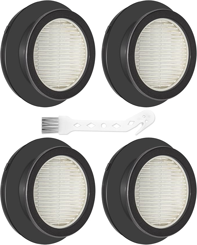 4 Pack X7A HEPA Filter Replacements Compatible with SunSare X7A-US Cordless Stick Vacuum Cleaner with Touch Screen and SunSare X7A Handheld Vacuum Cleaners for Home, 4 HEPA Filters, 1 Cleaning Brush