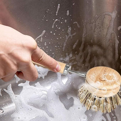 Kitchen Scrub Brush - Hard Bristle, Cast Iron Scrubber Sustainable & Biodegradable, Kitchen Brushes for Dishes, Pans and Pots