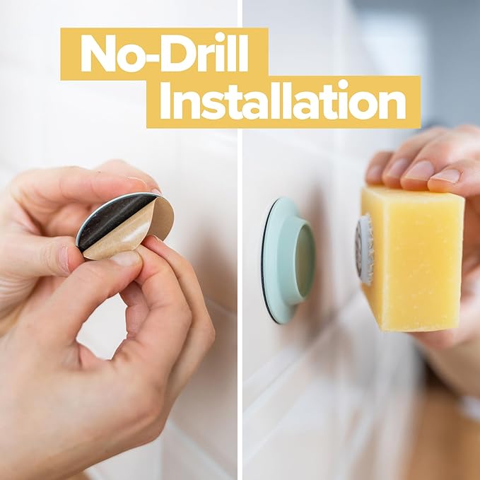 Magnetic Soap Holder – No-Drill Installation – Space-Saving Wall Soap Dish – Wall Mounted, Eco-Friendly Bar Soap Holder – Recycled Ocean Plastic – Stick Anywhere - Soapi (Grey)