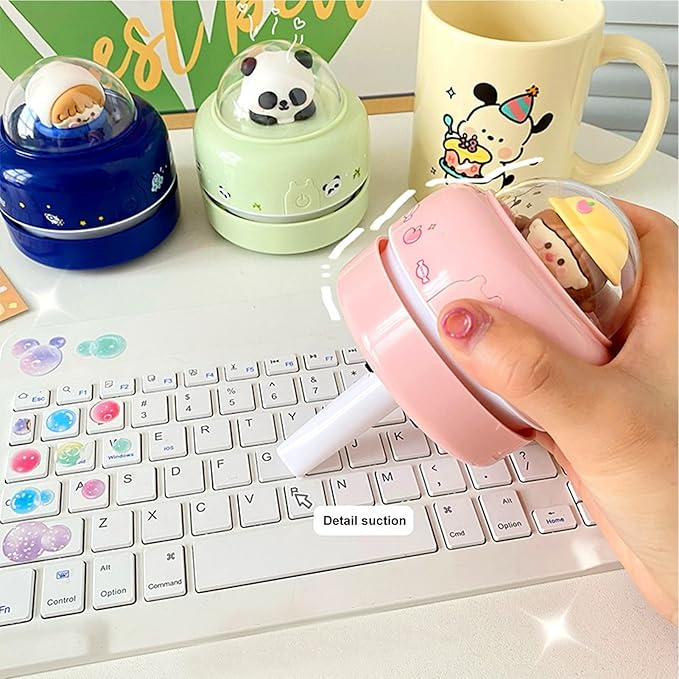 Talent Star Mini Desktop Vacuum Cleaner, Portable Battery Powered Vacuum Cleaner for Desk Cordless 360-degree Rotatable Desktop Vacuum for Cleaning Eraser Crumbs Hairs Crumbs Keyboard Pink