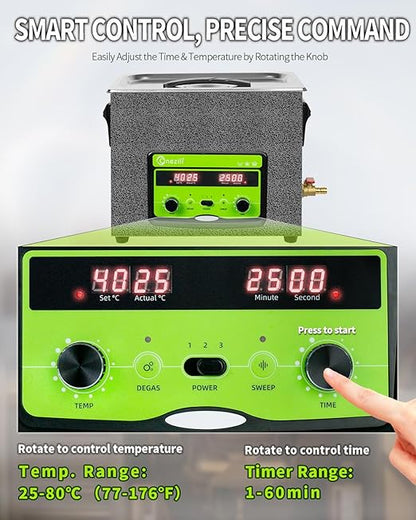 ONEZILI 6L Ultrasonic Cleaner, 180W 40kHz Ultrasonic Parts Cleaner, Adjustable Power, Sweep & Degas for 360°Cavitation Cleaning- Industrial Ultrasonic Cleaning Machine for Hardware & Mechanical Parts