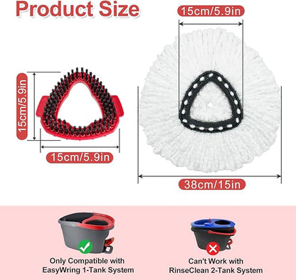 Mop Heads Replacement for Ocedar, Mop Replace Head for Ocedar EasyWring 1 Tank, Microfiber Spin Mop Refills, Include 3 Spin Mop Replacement Head Deep Cleaning Machine Washable with 2 Scrubber Mop Head