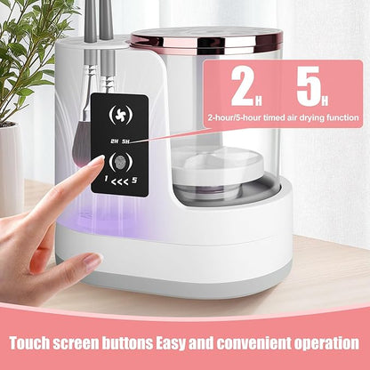 3 IN 1 Electric Makeup Brush Cleaner,Automatic make up brush cleaner machine with Makeup Brush Dryer,Portable USB Deep Cleaning for All Size Beauty Makeup Brush Set,Blush Brush