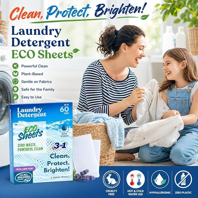 Complete Laundry Kit – Laundry Detergent Sheets, Wool Dryer Balls & Essential Oils – 3 Sheet Packs + 6 XL Puppy Dryer Balls + 6 Scent Oils for Natural Clean, Soft & Fresh Laundry