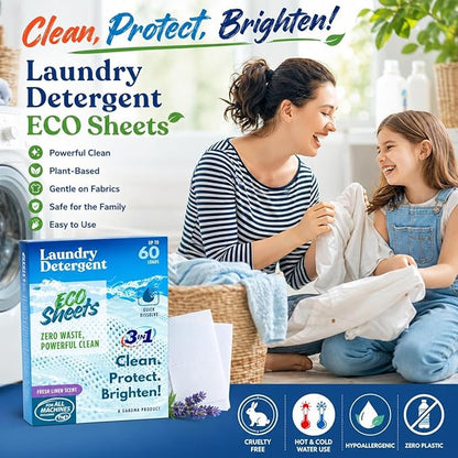 Complete Laundry Kit – Laundry Detergent Sheets, Wool Dryer Balls & Essential Oils – 3 Sheet Packs + 6 XL Cat Dryer Balls + 6 Scent Oils for Natural Clean, Soft & Fresh Laundry