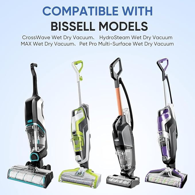 6 Pack 1866 Replacement Filters Compatible with Bissell Crosswave 1785 2306 2551 1866 2554 2590 2593 2596 CrossWave Cordless Max All in One Wet-Dry Vacuum Cleaner, Compare to Part # 1608684