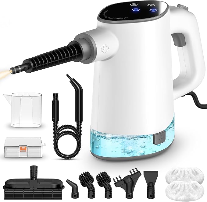 Pressurized Steam Cleaner, Multipurpose Steam Cleaner for Home with 450ML Detachable Tank and Safety Lock,Steamer for Cleaning Floor, Upholstery, Grout,Car,Bathroom and Kitchen
