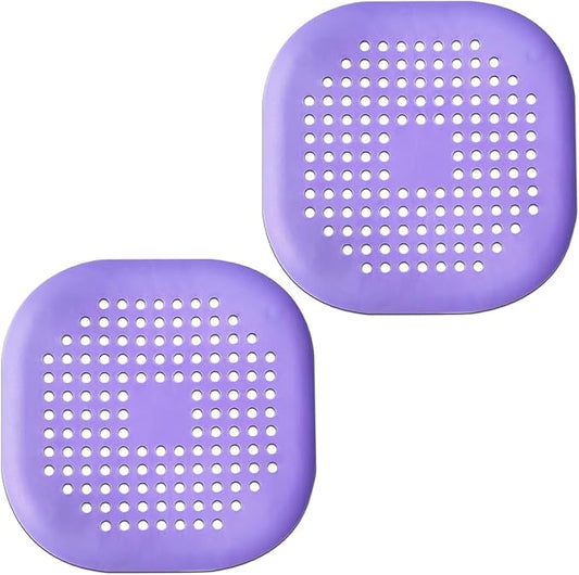 2 Pieces Shower Drain Hair Catcher Bathtub Stopper Home Drain Protectors Drain Cover with Sucker Water Trap Sink Cover for Bathroom Bathtub and Kitchen (Purple, Purple)