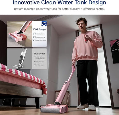JONR S20 Pro 180° Lay Flat Wet Dry Vacuum Cleaner - Smart Adjusting Suction Cleans Under Low Furniture (3.5"), Self-Cleaning, 2-in-1 Vacuum and Mop for Pet Hair, Kitchen Spills & All Floor (L)