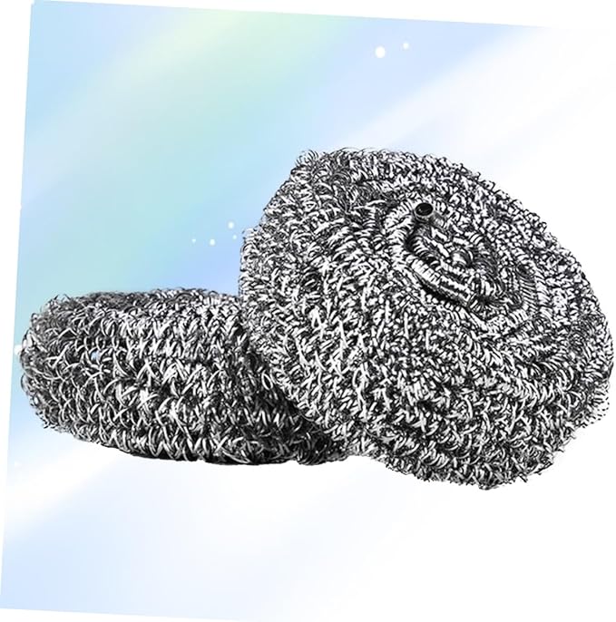 Unomor 2pcs Stainless Steel Scourers Kitchen Cleaning Balls for Pots Pans and Dishes Non-Scratch Spiral Design Effortless Grime Removal