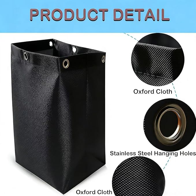 High Capacity Replacement Janitorial Cart Bag, Waterproof, Thickened Housekeeping Cart Cleaning Bag, 16 x 11 x 27 Inches