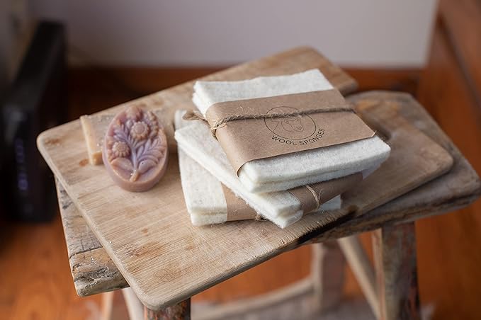 Wool Sponges 2-Pack - Environmentally Friendly, Long-Lasting & Compostable - Perfect for Dishes, Face, Body & Surfaces