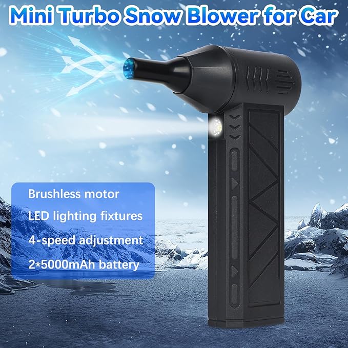 Snow Whiz 2026 Upgrade LED Turbo Snow Blower, 3 Gear Electric Air Blower for Car, Home, Keyboard