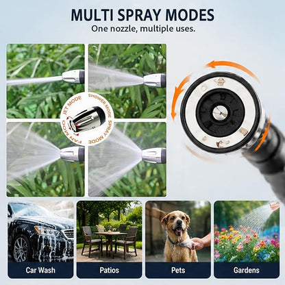 High Pressure Hose Nozzle – Turn Any Hose into Pressure Washer, 2026 Heavy Duty Garden Hose Spray Nozzle, 3 Spray Modes,Multi-Function Water Jet Sprayer for Car Wash,Garden,Lawn & Patio Cleaning