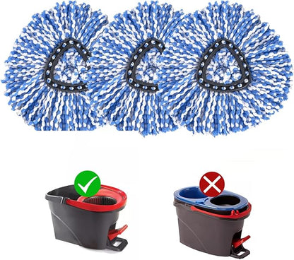 Matthew Cleaning 3Pack Blue Microfiber Spin Mop Replacement Head Compatible with EasyWring Spin Mop Replace Head-EasyWring High Absorbency,Machine Washable,Microfiber Spin Mop Refills