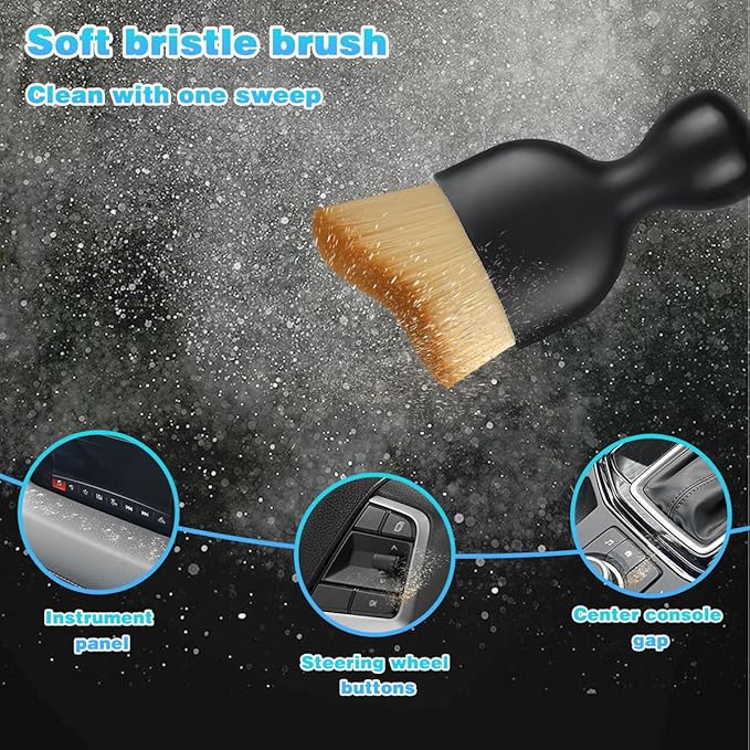 Bittwee Car Detailing Brush Kit, 9PCS Soft Bristle Multi-Use Vehicle Detailing Wash Brushes, Automotive Interior or Exterior Cleaning Kit, Universal for SUV Automobile Truck