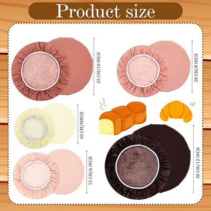 5 Pcs Beeswax Bowl Covers Reusable for Bread Proofing 5 Size Beeswax Elastic Cotton Bowl Covers for Fruits Food Storage(Pink)