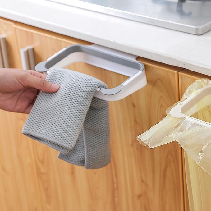 Garbage Bag Holder, Hanging Trash Can for Kitchen Cabinet Door Space Saving Over The Cabinet Trash Holder for Kitchen Bathroom