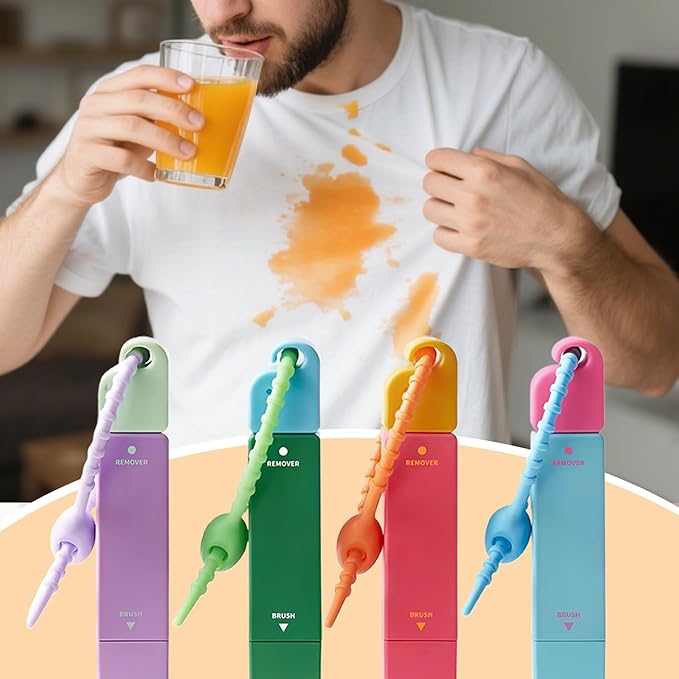 Instant Stain Remover Pen – 4-Pack Double-Ended Laundry Cleaner | Portable Fabric Stain Removal Pen for Travel, Dorm, Office, Carpet, Mattress, Clothing