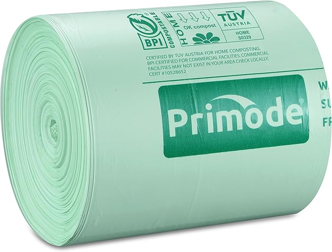 Compostable Bags, 8 Gallon (30L) Food Scraps Yard Waste Bags, Extra Thick 0.85 Mil. ASTM D6400 Compost Bags Small Kitchen Trash Bags, Certified by BPI & TÜV AUSTRIA (50 Count)