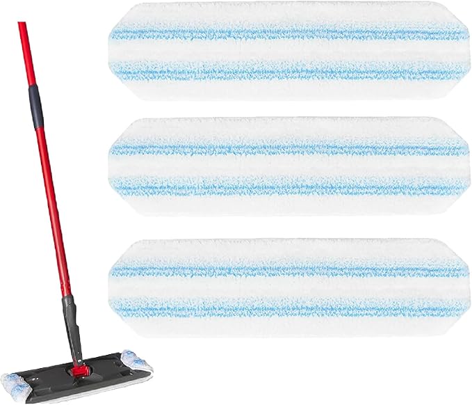 3-Pack Replacement Mop Pads for O-Cedar H2prO/ Vileda H2prO Flat Mop System | Washable Reusable Microfiber Pads