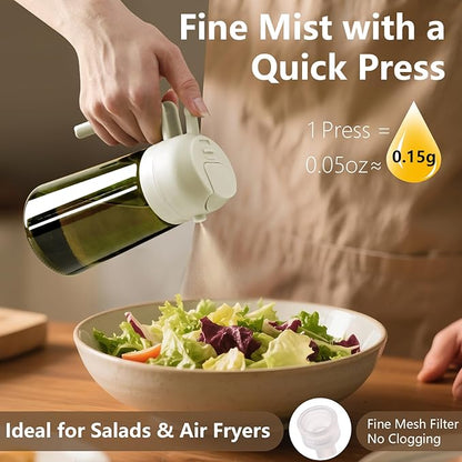 SWEET VIEW Olive Oil Dispenser and Oil Sprayer – 16oz/470ml Glass Light-Proof Oil Pourer for Kitchen, Air Fryer, Cooking, Salad, and BBQ