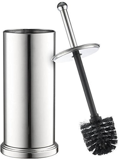Home-it Chrome Toilet Brush Set for Tall Toilet Bowl with Holder and Lid