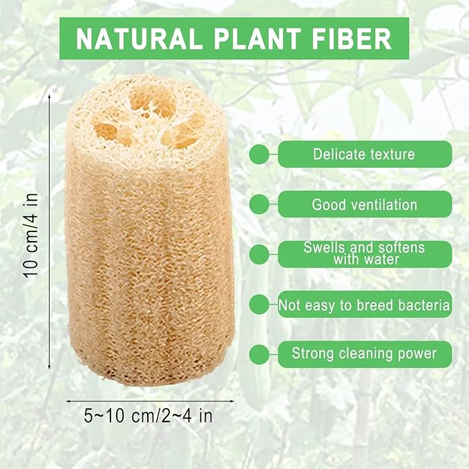 Natural Loofah Sponges, Kitchen Washing Up Sponge, Non Scratch Organic Luffa Sponge, 4 PCS Pack of Non-Odor Dish Sponges, Plastic-Free Unbleached Loofah for Kitchen Cleaning and Shower