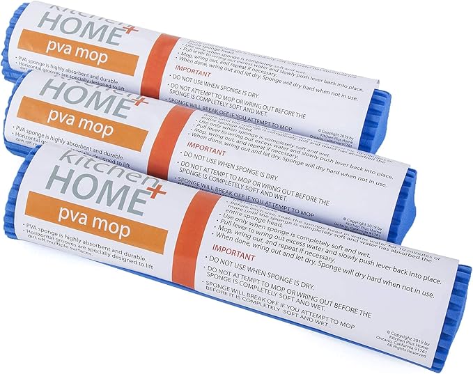 Kitchen + Home PVA Sponge Roller Mop Head Refills - 3 Pack