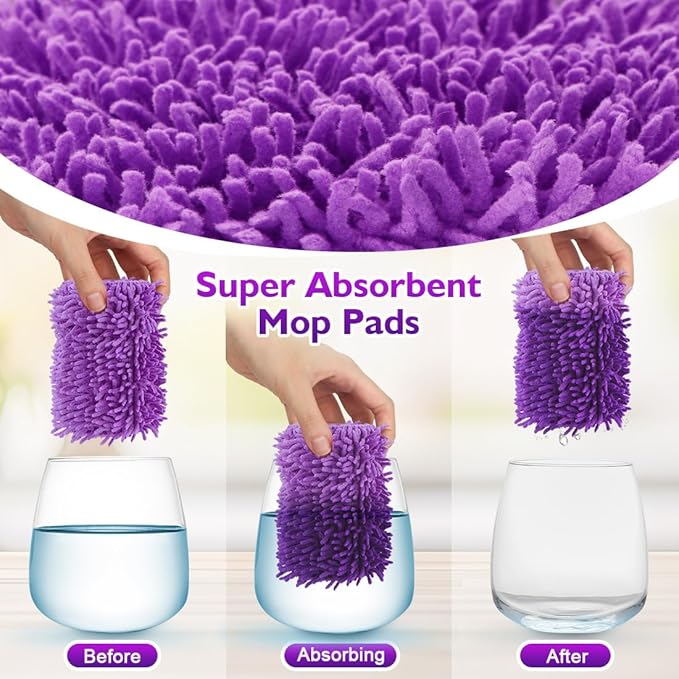 UNIMADE Reusable Mop Pads for Swiffer PowerMop, 8 Pack Microfiber Mop Pad Refill with Scrubber Strips for 13''-15'' SprayMop, Washable Mop Pads Use for Most Floor Types, Designed for Pets - Purple