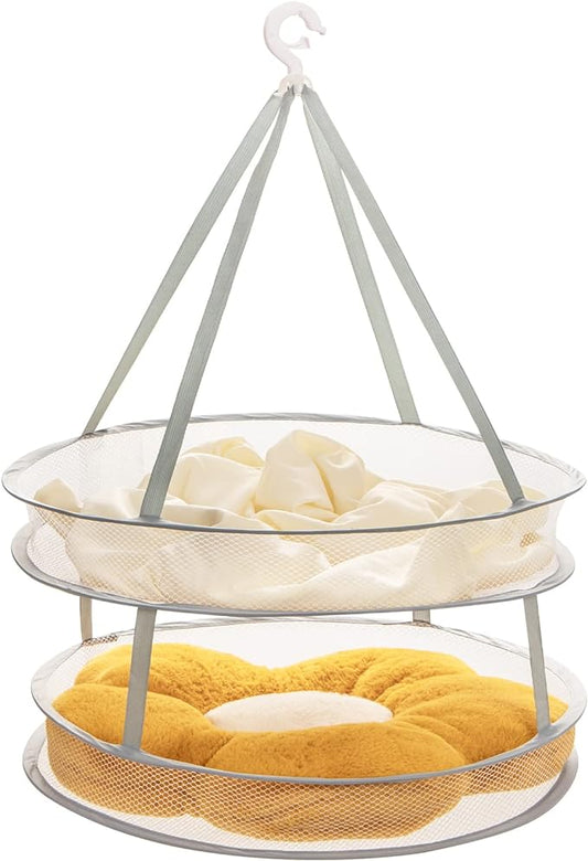 2-Tier Folding Mesh Clothes Hanging Dryer, Sweater Drying Rack, Large Laundry Drying Rack, Lay fold Flat Dry Hanger, Mesh Clothes Hanging Dryer - L(2Tier)