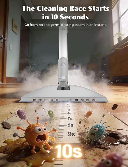 10-in-1 Steam Mop, Detachable Handheld Steam Cleaner, Multi & Up Steamer for Cleaning with 350ml Tank,10s Heat-Up, 23Ft Cord, 248°F 1200W Powerful Floor Steam Mop for Hardwood Floors, Grout, Carpet