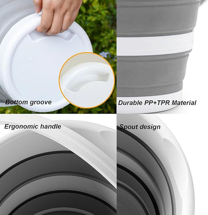 Collapsible Bucket 1.3 Gallon 5L Water Bucket for Cleaning Foldable Portable Plastic Mop Bucket with Handles Indoor Household Outdoor Car Wash Camping Fishing