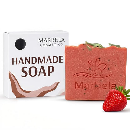 Marbela Cosmetics Handmade Soap Bar - Made in USA, Vegan Friendly, Palm Oil Free, Natural Bar Soap - Gentle Face & Body Soap for Daily Skin Care, Moisturizing - 3.5 oz (Berrylicious Soap)