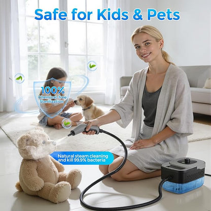 Steam Cleaner, Portable Steam Cleaner for Home with 1800W High Pressure, 15s Heat-Up,1600ML Large Tank, Handheld Steam Cleaner for Cleaning Upholstery, Tile, Car, Bathroom, Grout, Floor (Black)