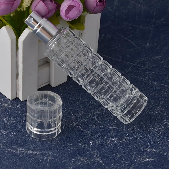 Glass Empty bottle Refillable Perfume Atomizer Spray Perfume Bottles 1 Ounce, Travel Cologne Bottle Portable (Silver)