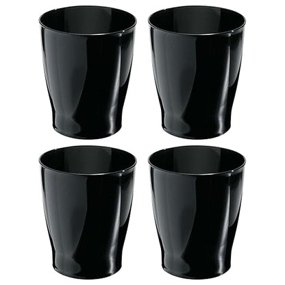 iDesign Small Round Bathroom Trash Can - Ideal for Bathroom or Office, Set of 4, Black, Made in USA