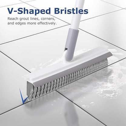 IVYROLL Grout Brush with Long Handle, Floor Cleaning Scrubber with Stiff Bristles for Tile Line, Shower, Crevice, Bathroom, Kitchen and Hard-to-Reach Corners