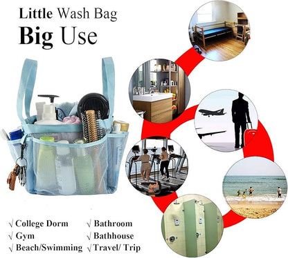 Haundry Mesh Shower Caddy Tote, Large Shower Caddy Bag for College Dorm Room Essentials, Bathroom Organizer with 8 Pockets for Beach Swimming Camp Gym