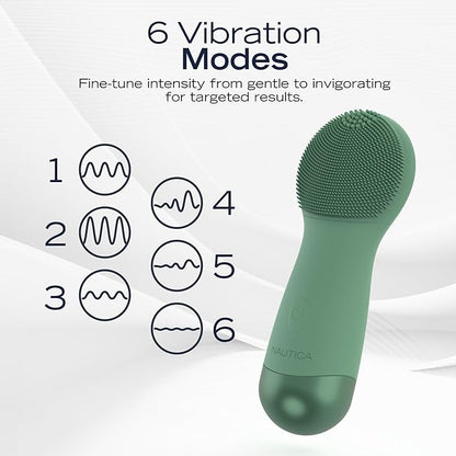 Nautica PC130 Sonic Facial Cleansing Brush Made with Ultra Hygienic Soft Silicone, Waterproof and Rechargeable Face Scrub Brush for Men & Women - (Pond)