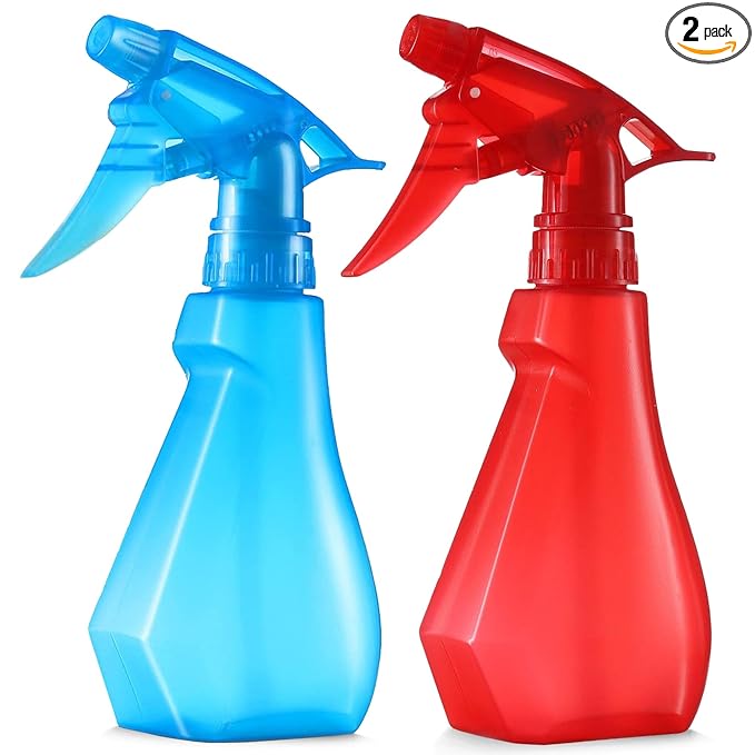 DilaBee Plastic Spray Bottles - 8oz (2 Pack) Water Spray Bottle for Hair, Gardening, Grilling & Cleaning Solution - Empty Spray Bottles for Pet Correction - Spray Bottle BPA Free (Blue-Red)