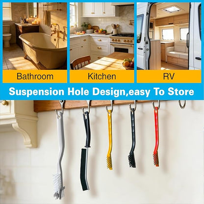Crevice Cleaning Brush Set, Hard Bristle Small Scrub Brushes, Deep Cleaning Supplies for Kitchen, Bathroom, Grout, Bottle, Corners & Tight Spaces, 8Pcs