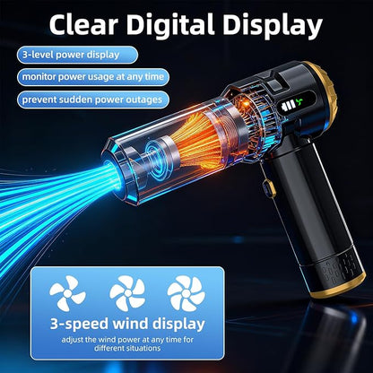 Sycoodeal Handheld Car Vacuum Cleaner, 25000PA Strong Cyclonic Suction Portable Mini Vacuum Cordless with Digital Display Lightweight for Pet Hair, Car, Home, Office, Kitchen (Gold)