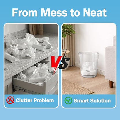 Teivio 4 Gallon Small Trash Bags with A Dispenser 150 Counts Garbage Bags, Organizer Waste Basket Bags, Bathroom Can Bin Liners, Plastic Bags for bottom of can, fit 12-15 Liter, 3,3.5,4.5 Gal, Clear