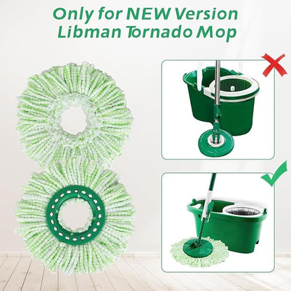 Mop Head Replacement for Libman Tornado Spin Mop System, Resuable Microfiber Mop Refill Pad, Easy to Replace, Machine Washable（3 Pack）