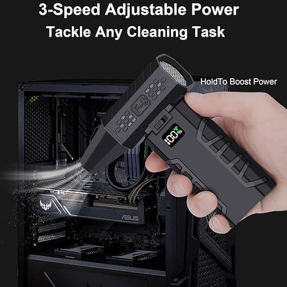 Compressed Air Duster, Up to 130000 RPM Cordless Electric Air Duster for Computer, Keyboard, Car & Home Cleaning, Adjustable Airflow Mini Blower, Outdoor Portable