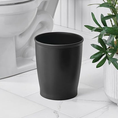 iDesign - 93437 iDesign Kent Plastic Wastebasket, Small Round Plastic Trash Can for Bathroom, Bedroom, Dorm, College, Office, 8.25" x 10", Black