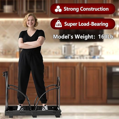 Dual Under Sink Trash Can Heavy Duty Pull Out Trash Can Under Cabinet, Fits 2x35Qt (7-9 Gal) Commercial Trash Cans Cabinet Trash Bin Pull Out Kit Requires ≥ 22''Dx 16''Wx 17''H, No Can (Black)