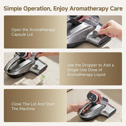 uwant Mattress Vacuum Cleaner 700W 20Kpa, Triple Deep Cleaning Bed Vacuum Cleaner, Bed Cleaner with Aromatherapy Purification, Triple Heating System HEPA Filter&Ultrasonic Mattress Vacuum Set of 1